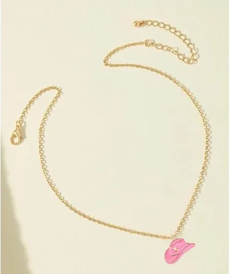 Cowboy Hat Boot Pendant Necklace for Women Layer Dainty Western Cowgirl Hat Boots Chain Gold Charm Necklace Shell Necklaces Summer Seashell Beach Surfer Jewelry Gift