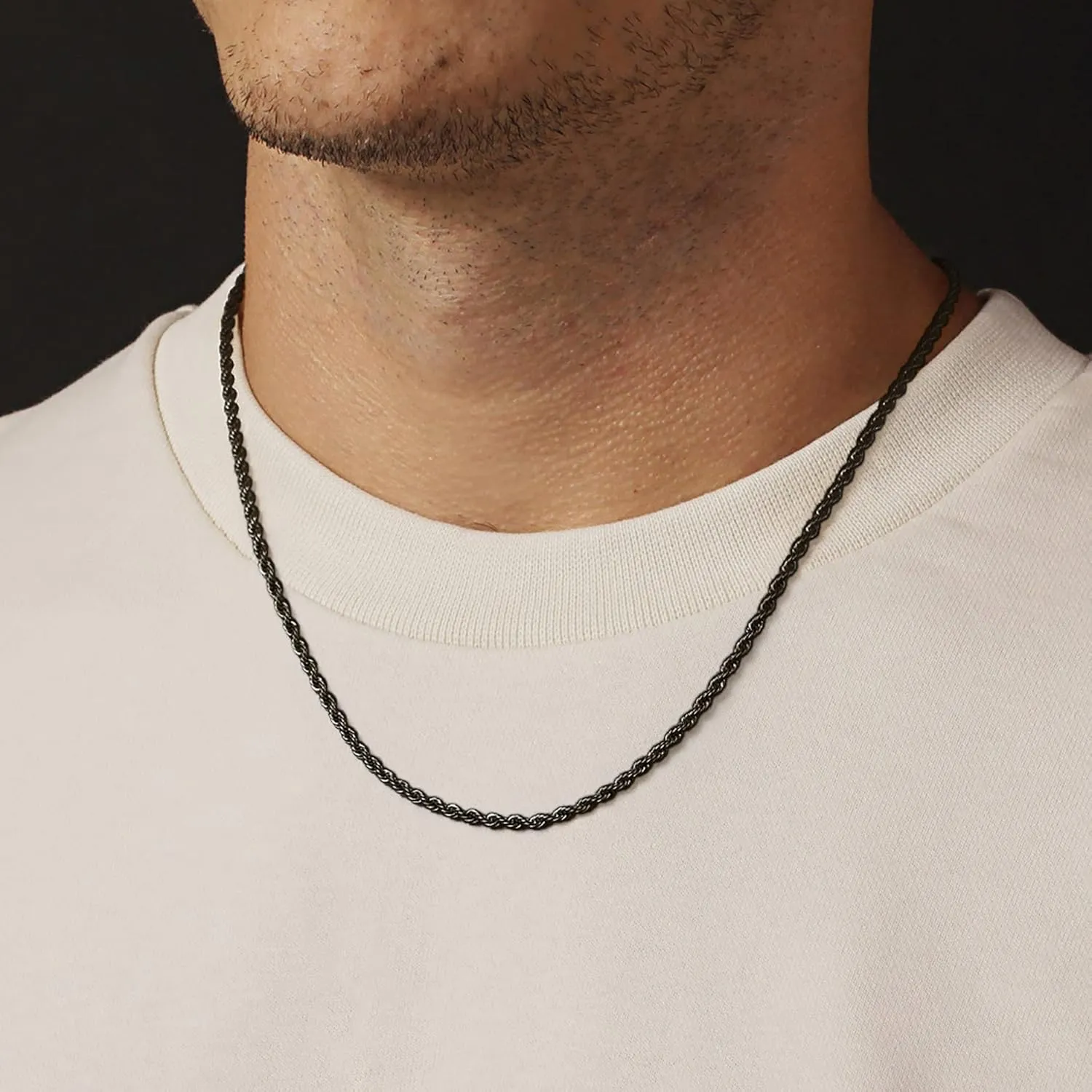 Cross Necklace for Men, Gold Silver Black Stainless Steel Mens Cross Necklaces Layered Rope Chain Box Chain Cross Pendant Necklace for Men Cross Chain Necklace for Men 16-24 Inch
