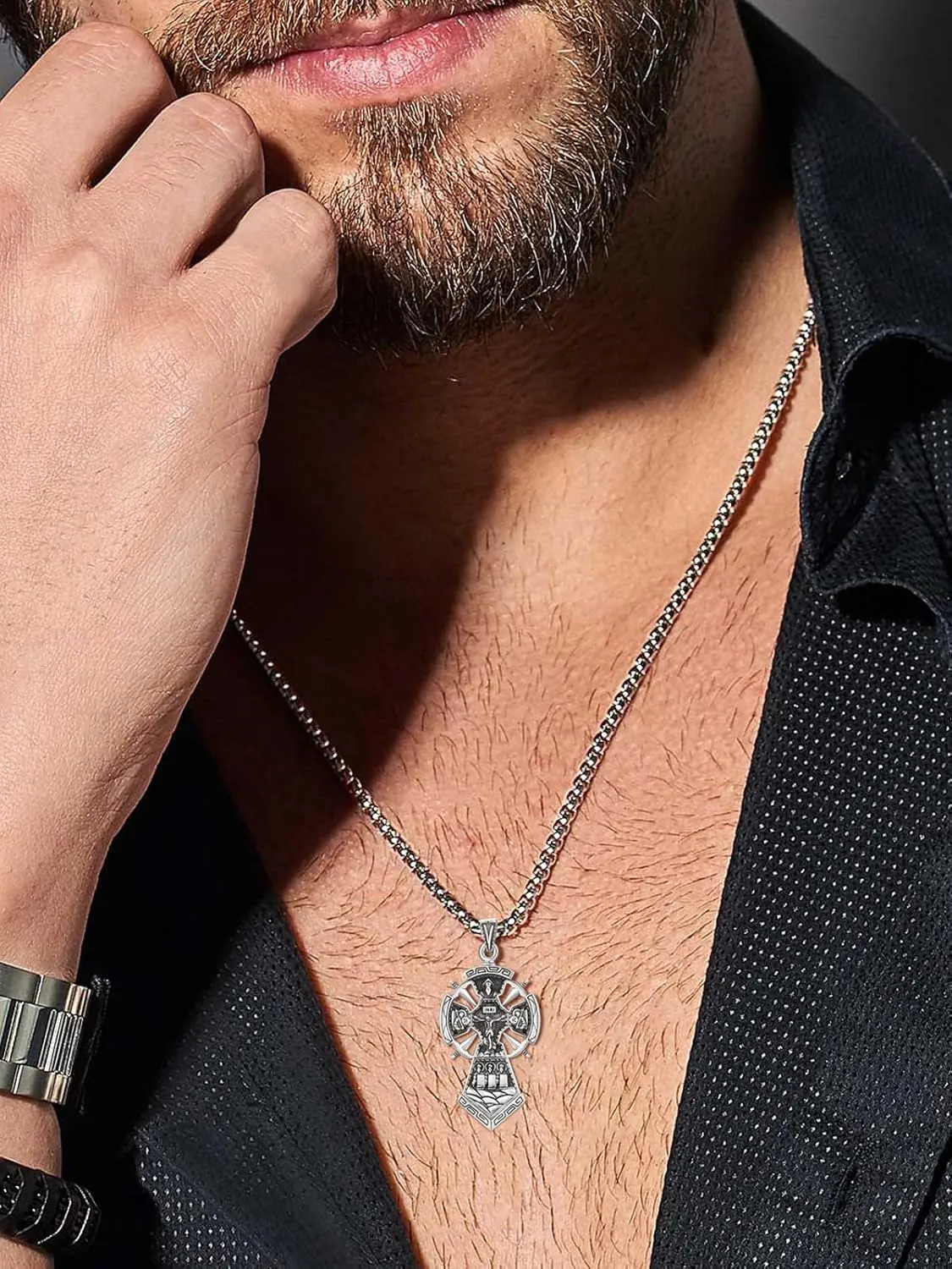Cross Necklace Pendant 925 Sterling Silver Cross/Irish Cross/Crusader Jerusalem/INRI Jesus Cross Jesus Christ Cross Necklace Cross Cross Jewelry for Men Women