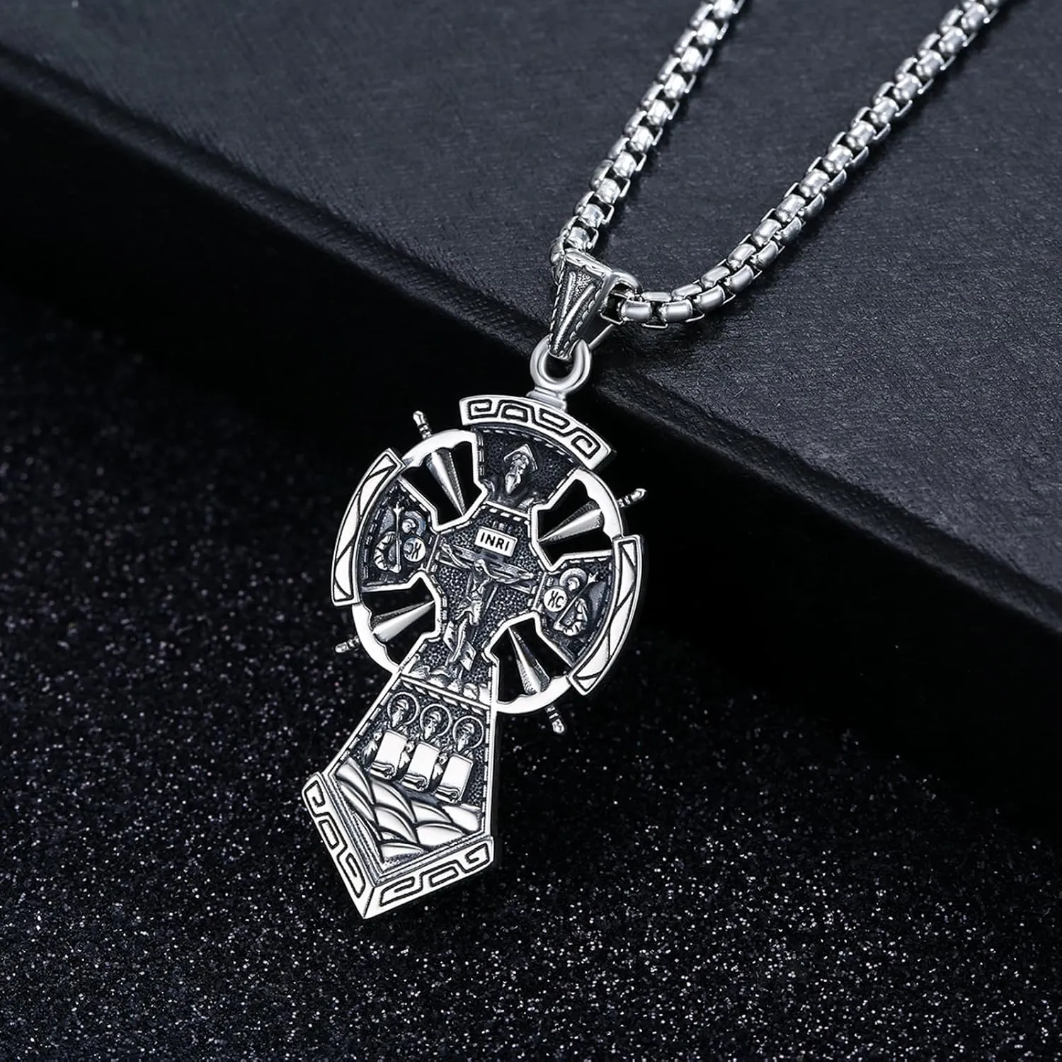 Cross Necklace Pendant 925 Sterling Silver Cross/Irish Cross/Crusader Jerusalem/INRI Jesus Cross Jesus Christ Cross Necklace Cross Cross Jewelry for Men Women