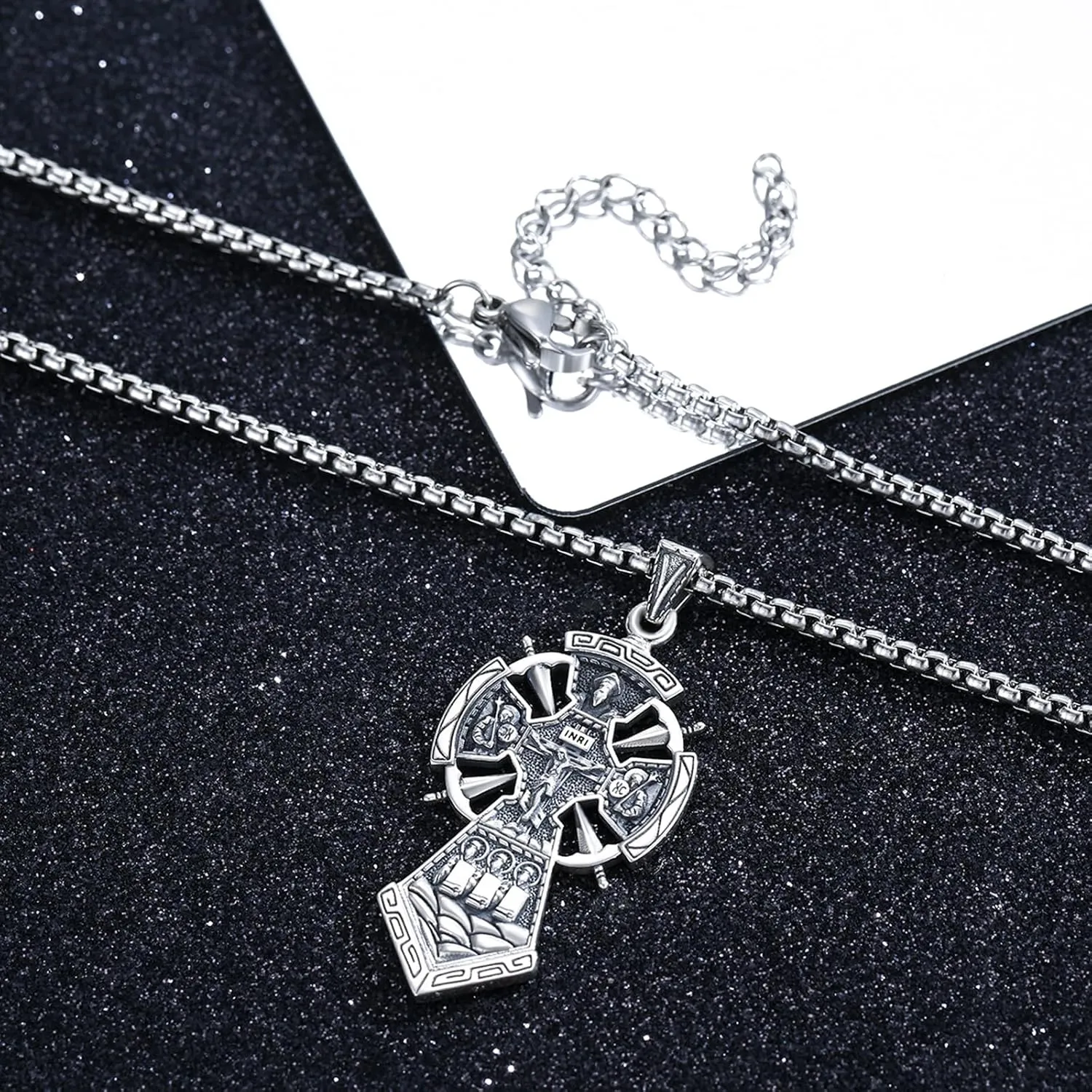 Cross Necklace Pendant 925 Sterling Silver Cross/Irish Cross/Crusader Jerusalem/INRI Jesus Cross Jesus Christ Cross Necklace Cross Cross Jewelry for Men Women