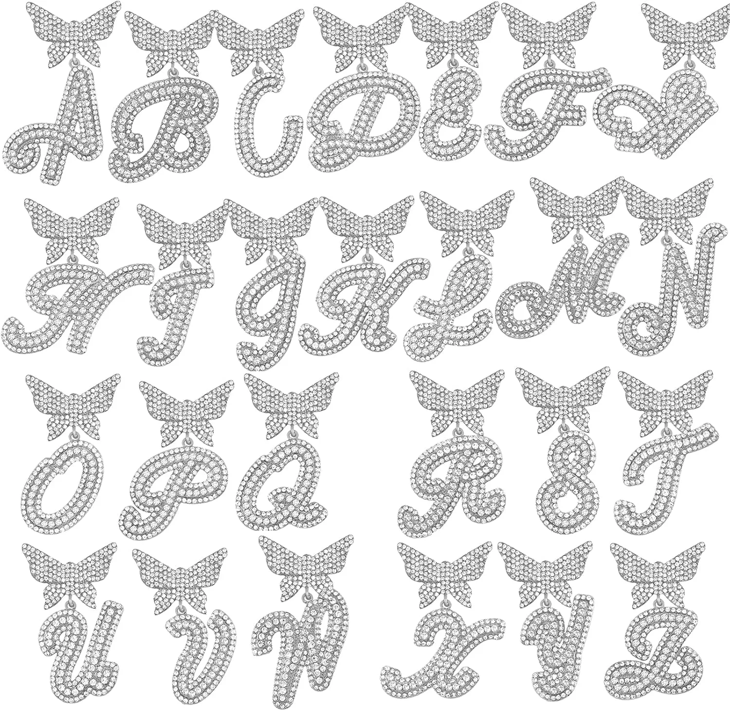 Cuban Link Chain for Women Cursive Silver Initial 14MM Diamond Prong Cuban Chain Hip Hop Iced Out Chain Necklace Butterfly Initial Letter Name Necklaces for Women