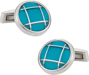 Cuff-Daddy Aqua Blue Glass Stainless Steel Cufflinks with Presentation Box