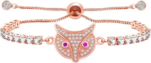 Cute Fox Tennis Bracelet Cubic Zirconia Adjustable Slider Bolo Tennis Bracelets Animal Jewelry for Women Gifts YA4928