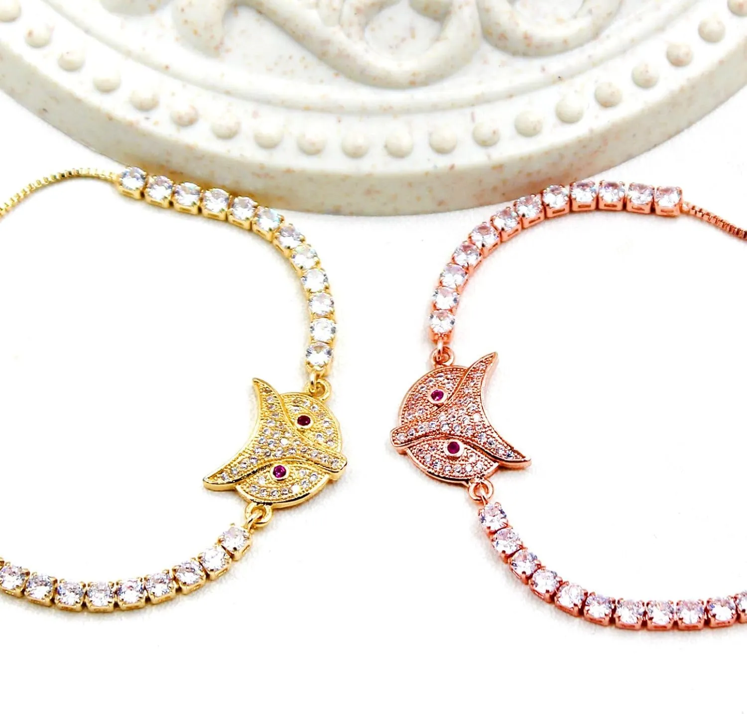 Cute Fox Tennis Bracelet Cubic Zirconia Adjustable Slider Bolo Tennis Bracelets Animal Jewelry for Women Gifts YA4928