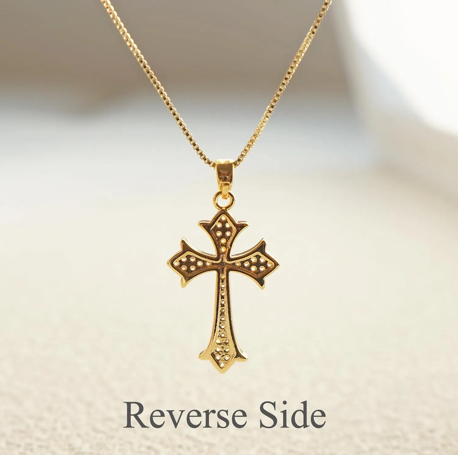 Dainty Gold Cross Pendant Necklace for Women - 18K/14K Plated with Sparkling CZ Gems, Adjustable 16"-18" Chain, Dainty Everyday Jewelry Gift for Her Christmas, Baptism, Anniversary (Box Included)