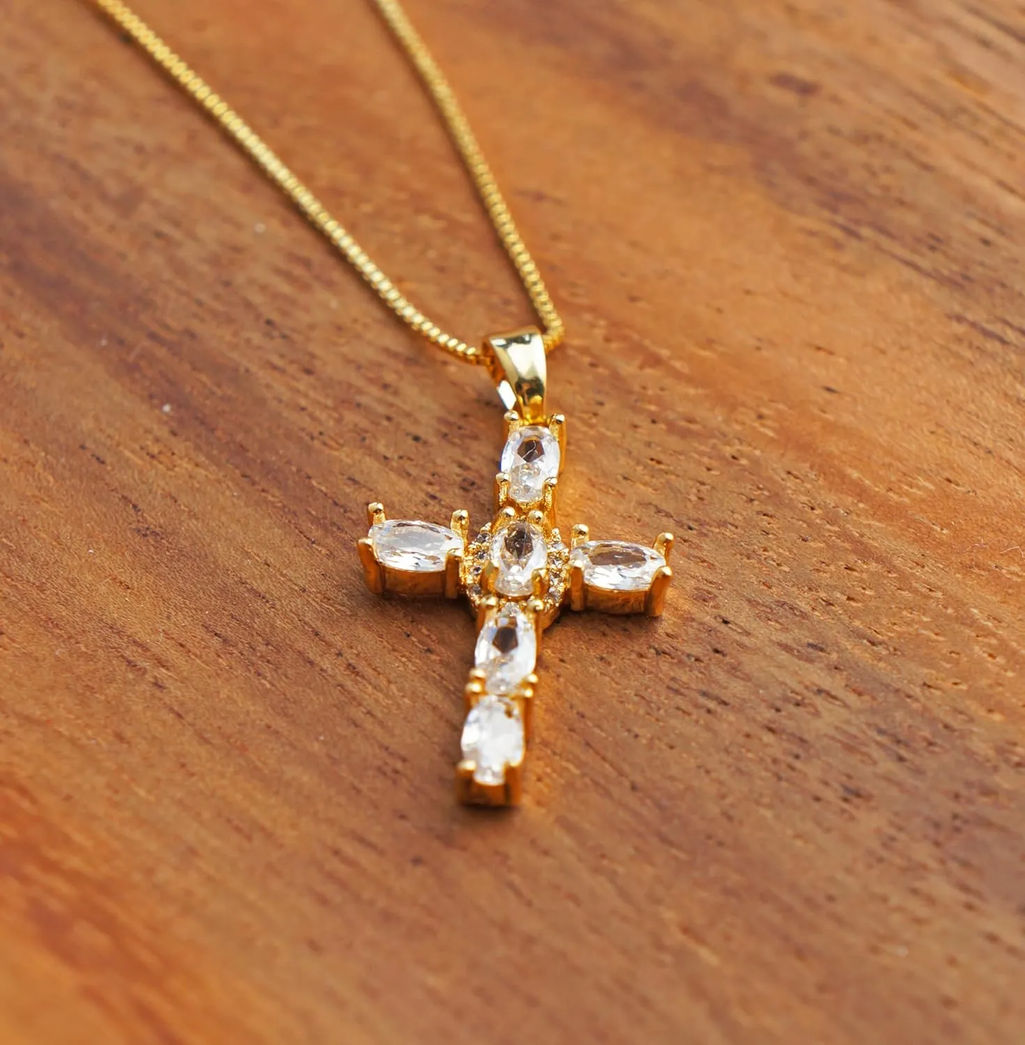 Dainty Gold Cross Pendant Necklace for Women - 18K/14K Plated with Sparkling CZ Gems, Adjustable 16"-18" Chain, Dainty Everyday Jewelry Gift for Her Christmas, Baptism, Anniversary (Box Included)