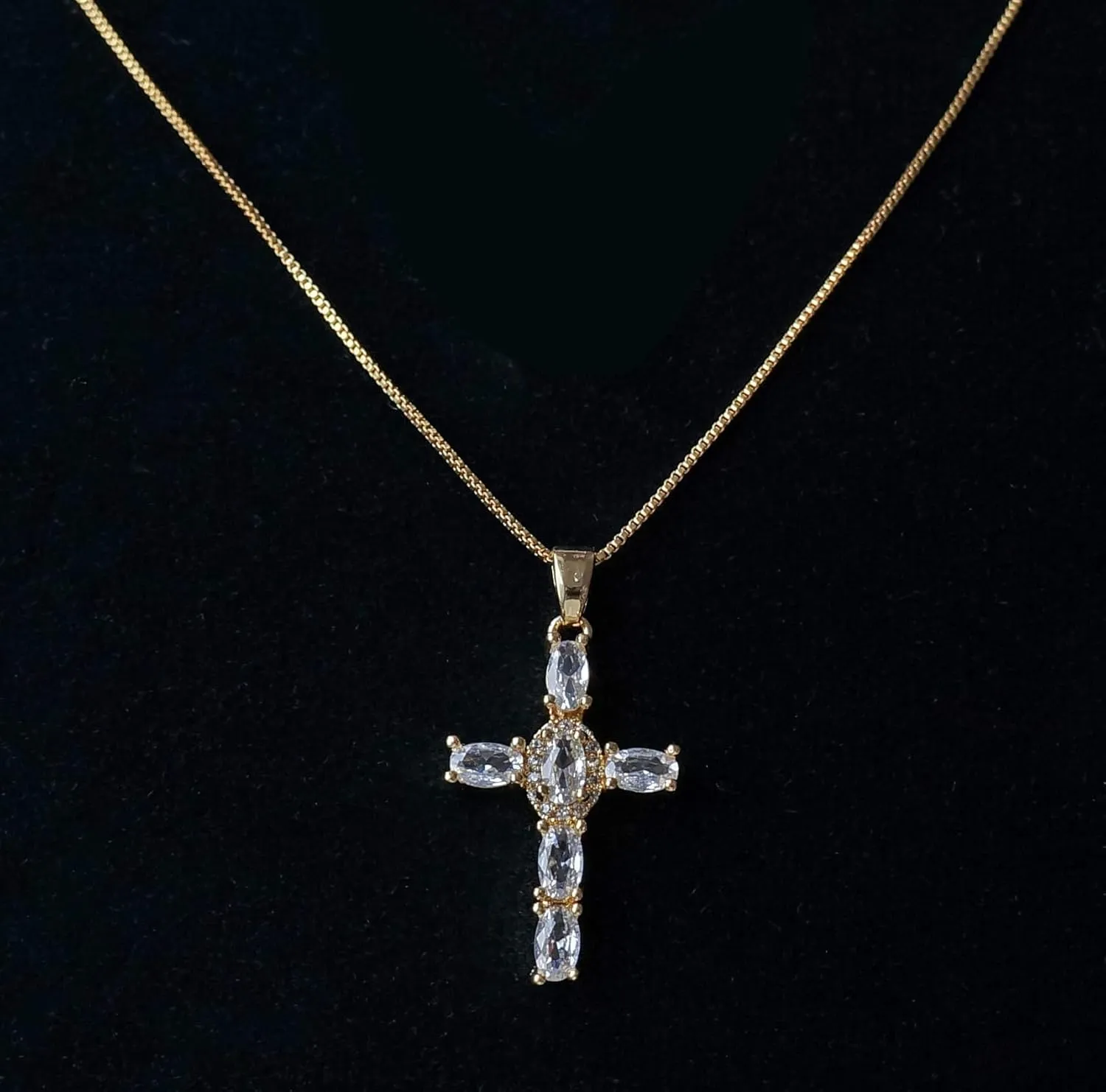 Dainty Gold Cross Pendant Necklace for Women - 18K/14K Plated with Sparkling CZ Gems, Adjustable 16"-18" Chain, Dainty Everyday Jewelry Gift for Her Christmas, Baptism, Anniversary (Box Included)
