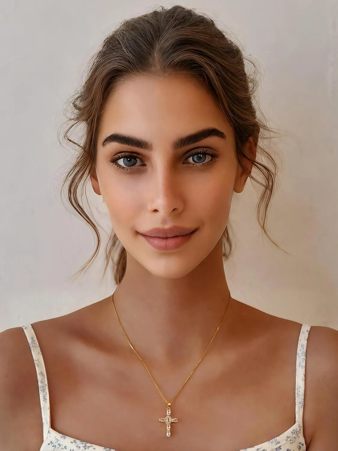Dainty Gold Cross Pendant Necklace for Women - 18K/14K Plated with Sparkling CZ Gems, Adjustable 16"-18" Chain, Dainty Everyday Jewelry Gift for Her Christmas, Baptism, Anniversary (Box Included)