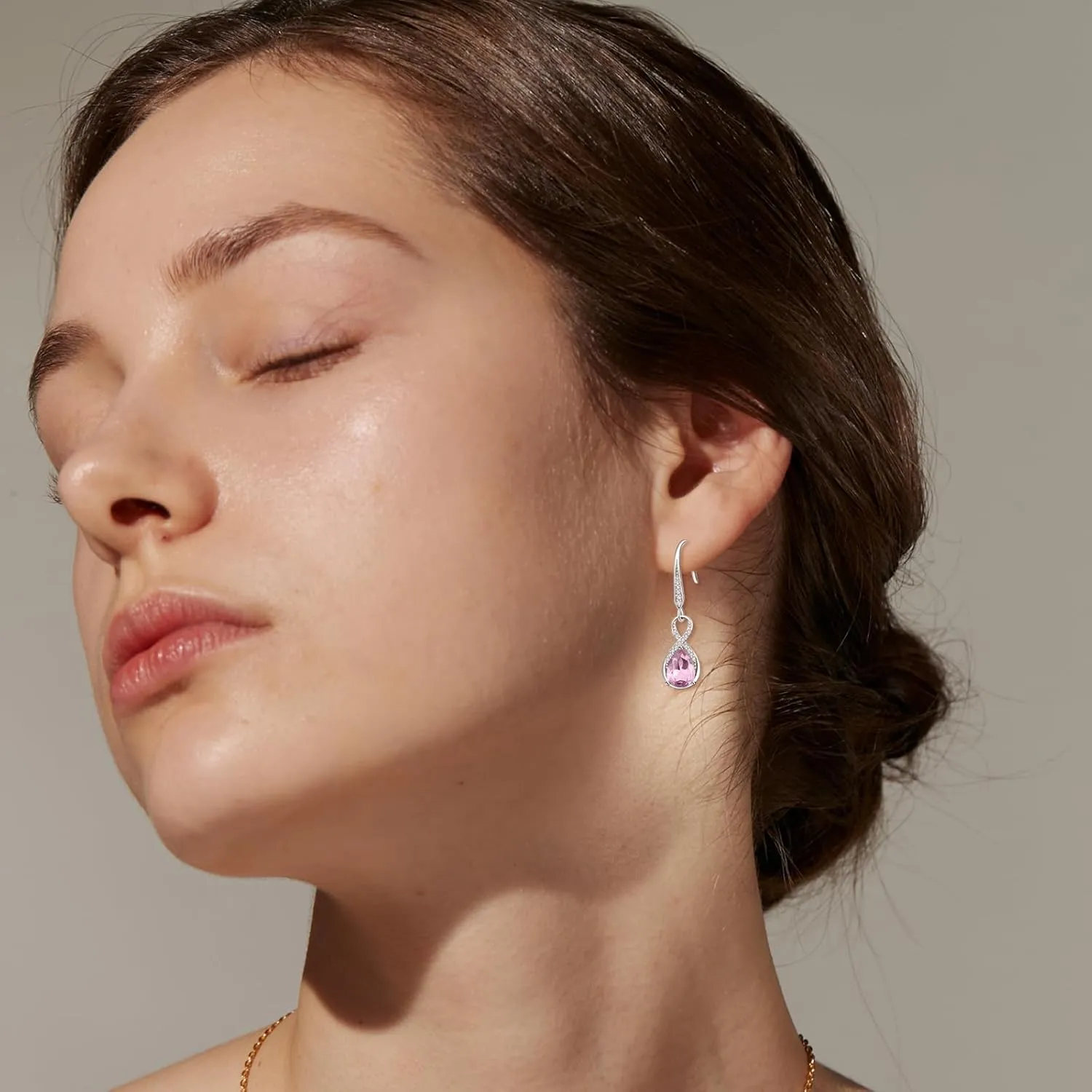 Dangle Drop Earrings 925 Sterling Silver Infinity Earrings Teardrop Crystal Leverback Earrings Birthstone Fine Jewelry Gifts for Women