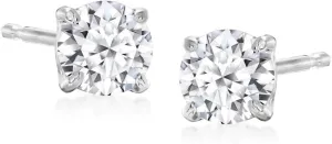 Dazzlingdaimonds Jewels 1.10Ctw Round Cut Diamond Engagement Push Back Stud Earrings 14K White Gold Plated