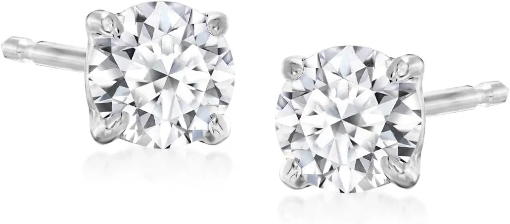 Dazzlingdaimonds Jewels 1.10Ctw Round Cut Diamond Engagement Push Back Stud Earrings 14K White Gold Plated