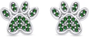 Dazzlingdaimonds Jewels 1.20Ctw Round Cut Emerald Engagement Push Back Stud Earrings 14K White Gold Plated