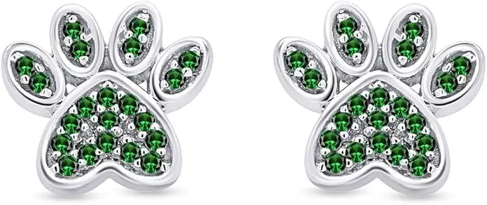 Dazzlingdaimonds Jewels 1.20Ctw Round Cut Emerald Engagement Push Back Stud Earrings 14K White Gold Plated