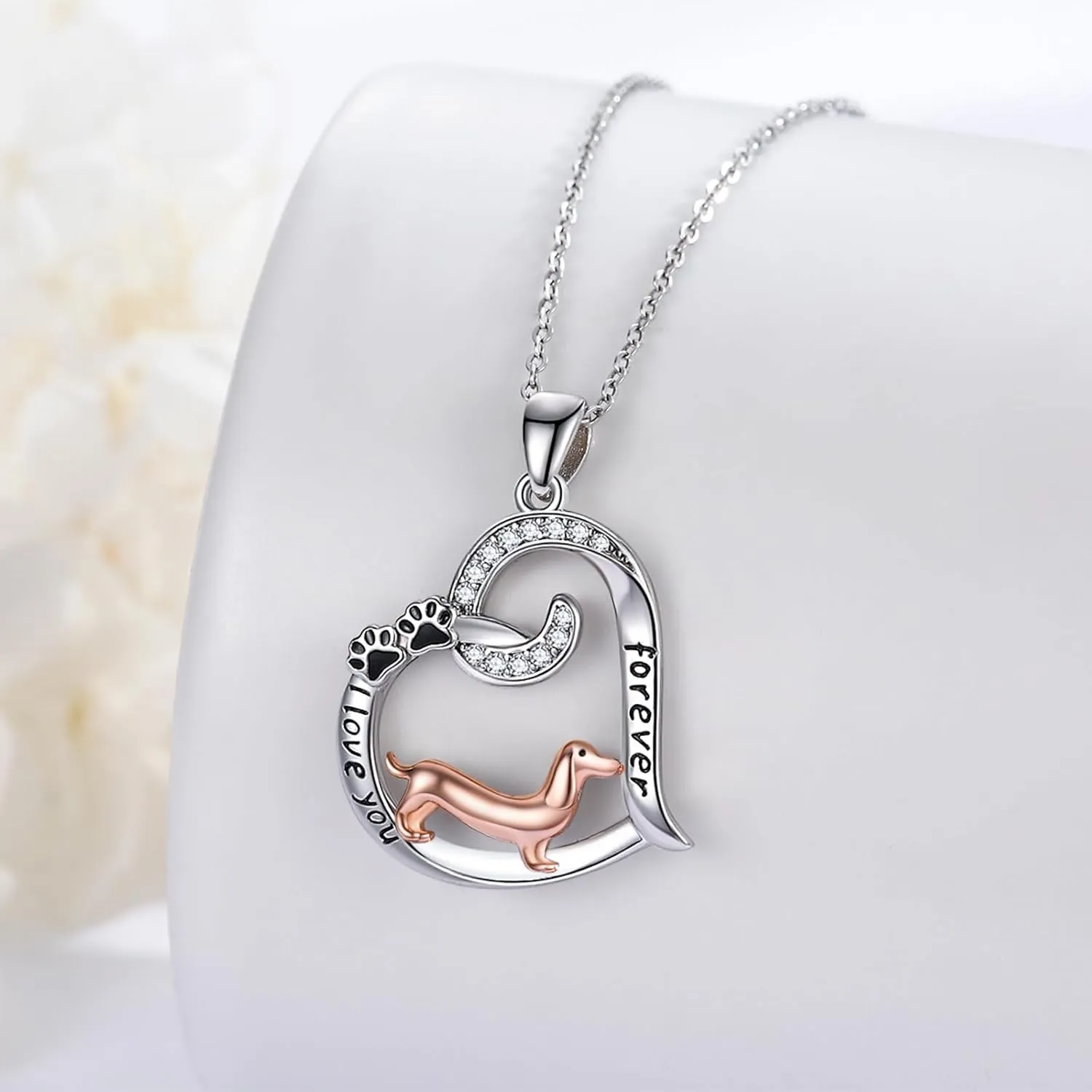 Dog/Paw Print/Infinity Necklace for Women 925 Sterling Silver Heart Dogs Pendant Necklaces Jewelry Christmas Birthday Gifts for Dog Lovers Friends