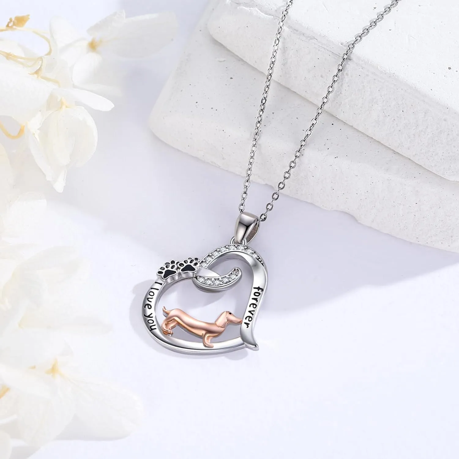 Dog/Paw Print/Infinity Necklace for Women 925 Sterling Silver Heart Dogs Pendant Necklaces Jewelry Christmas Birthday Gifts for Dog Lovers Friends
