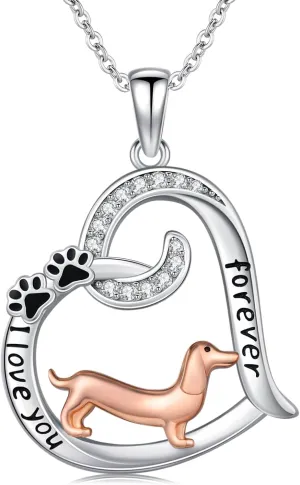Dog/Paw Print/Infinity Necklace for Women 925 Sterling Silver Heart Dogs Pendant Necklaces Jewelry Christmas Birthday Gifts for Dog Lovers Friends