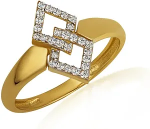 Double Diamond Shape CZ Link Fine Ring Real Solid Gold