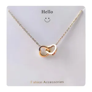 Double Gold Heart Necklaces for Women, Dainty 14k Gold Plated Necklace, Choker Necklace for Women Trendy, Handmade Pendant Necklace for Women, Gold Jewelry Gift for Women, Mom Gifts