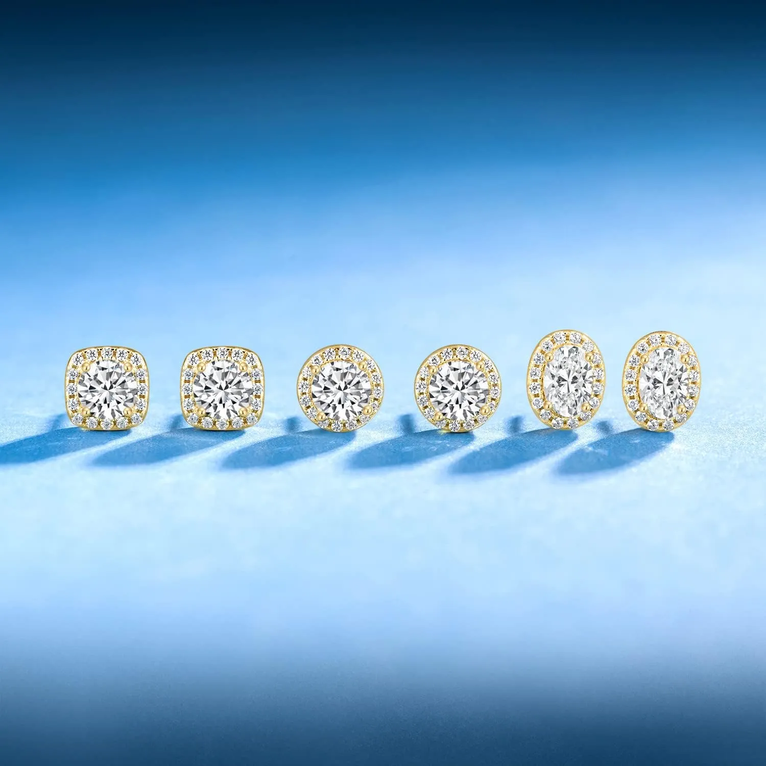 EAMTI 925 Sterling Silver Stud Earrings for Women Emerald Hear Cut Cubic Zirconia CZ Stud Earrings 18K Gold Plated Stud Earrings Men Hypoallergenic