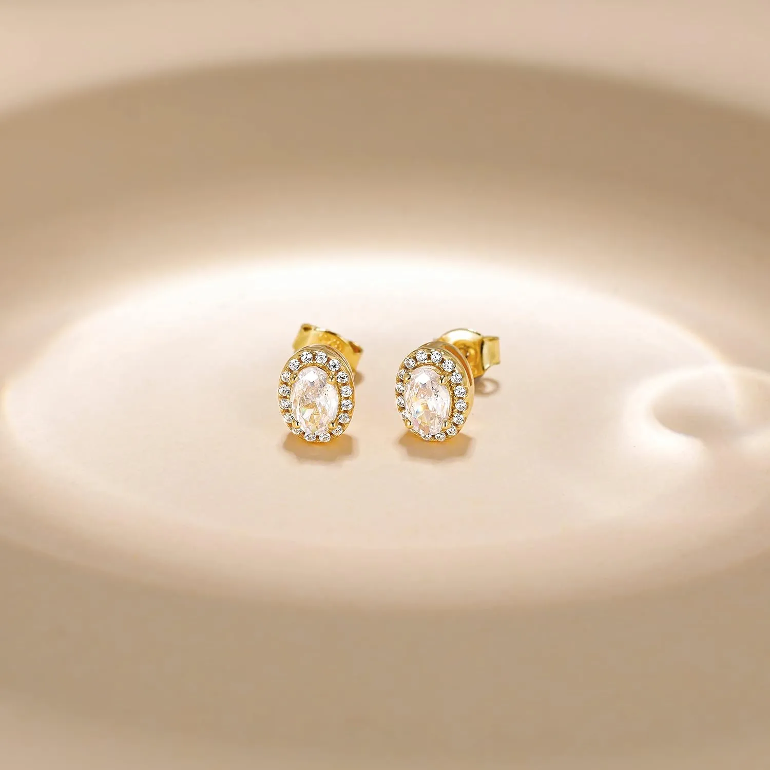 EAMTI 925 Sterling Silver Stud Earrings for Women Emerald Hear Cut Cubic Zirconia CZ Stud Earrings 18K Gold Plated Stud Earrings Men Hypoallergenic