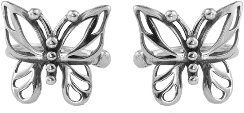 Ear Cuff Wrap Clip On Butterfly Earrings for Women Non Pierced Ear Fashion Cute Animal Fake Small Hoop Huggies Sterling Silver Cubic Zirconia Cartilage Earring Hypoallergenic Huggie Hoops 10mm Gifts