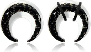 Ear Plugs Glass Horseshoes Gauges Noctilucent Pinchers Gauges Crescent C Shape Ear Expander with O-Rings Buffalo Ear Tapers Tunnels Piercing Jewelry for Men Women 2G-1/2