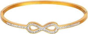 Eigso Womens Love Knot Bracelets Classic Stainless Steel Wristband Infinity Ring Rhinestone Bangle Wristlet for Woman