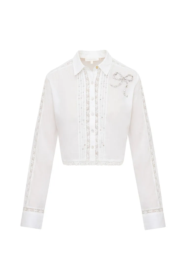 Embellished Rosaway Cotton Bow Top