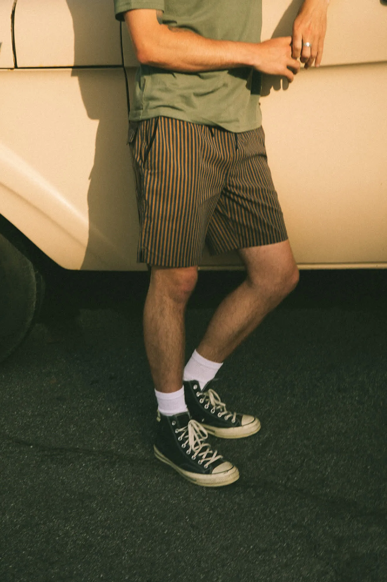 Everyday Stretch Hybrid Short 5.5" - Washed Navy/Sunbaked Herringbone