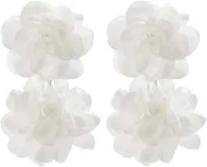 Fabirc Petal Flower Dangle Earrings for Women Girls Chiffon Floral Statement Earrings Jewelry for Dancing Banquet Tango Earrings