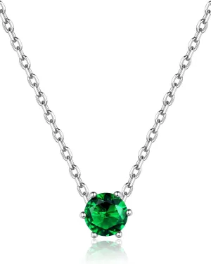 FaithHeart 925 Sterling Silver Birthstone Necklace for Women, Round/Celtic Knot Gemstone Pendant Necklaces Dainty Crystal Jewelry Birthday Gifts for Mom Wife Her with Gift Box