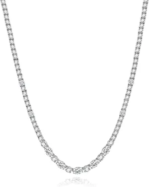 FANCIME Sterling Silver Tennis Necklace 4mm 18 inch Birthstone Necklace with 6 * 8mm Oval Gemstone Luxury Fine Birthday Jewelry Gifts for Women