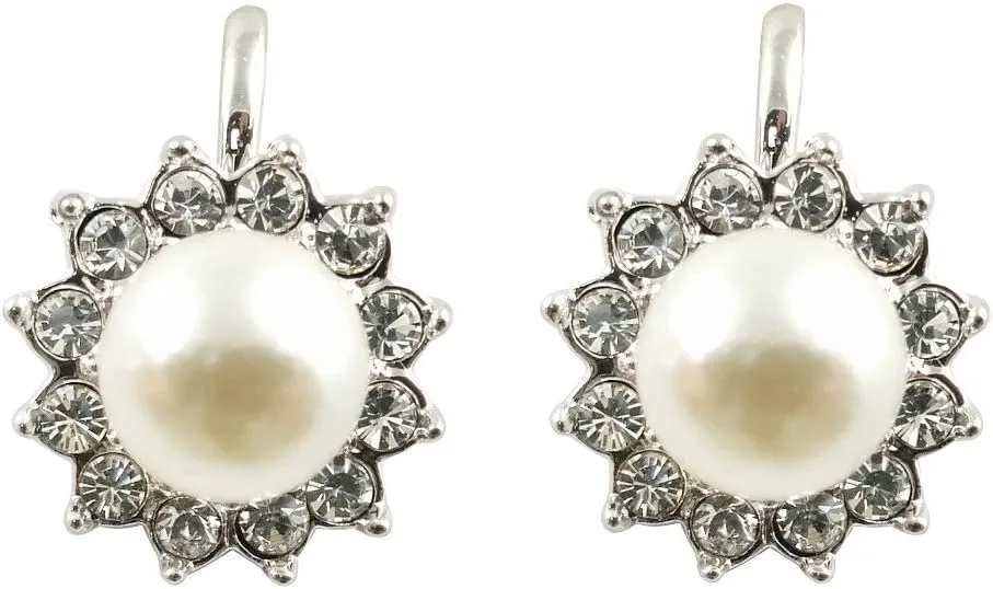 Fashion Jewelry - 18k White Gold Plated Imitation Pearl Clip on Earrings
