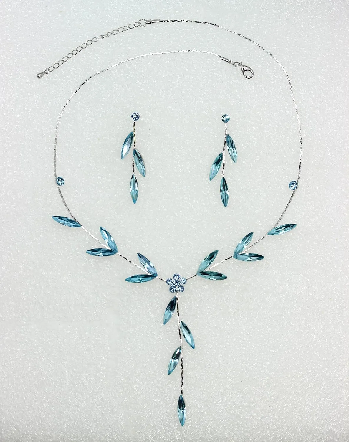 Faship Gorgeous Rhinestone Crystal Floral Necklace Earrings Set