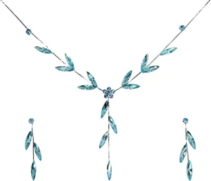 Faship Gorgeous Rhinestone Crystal Floral Necklace Earrings Set