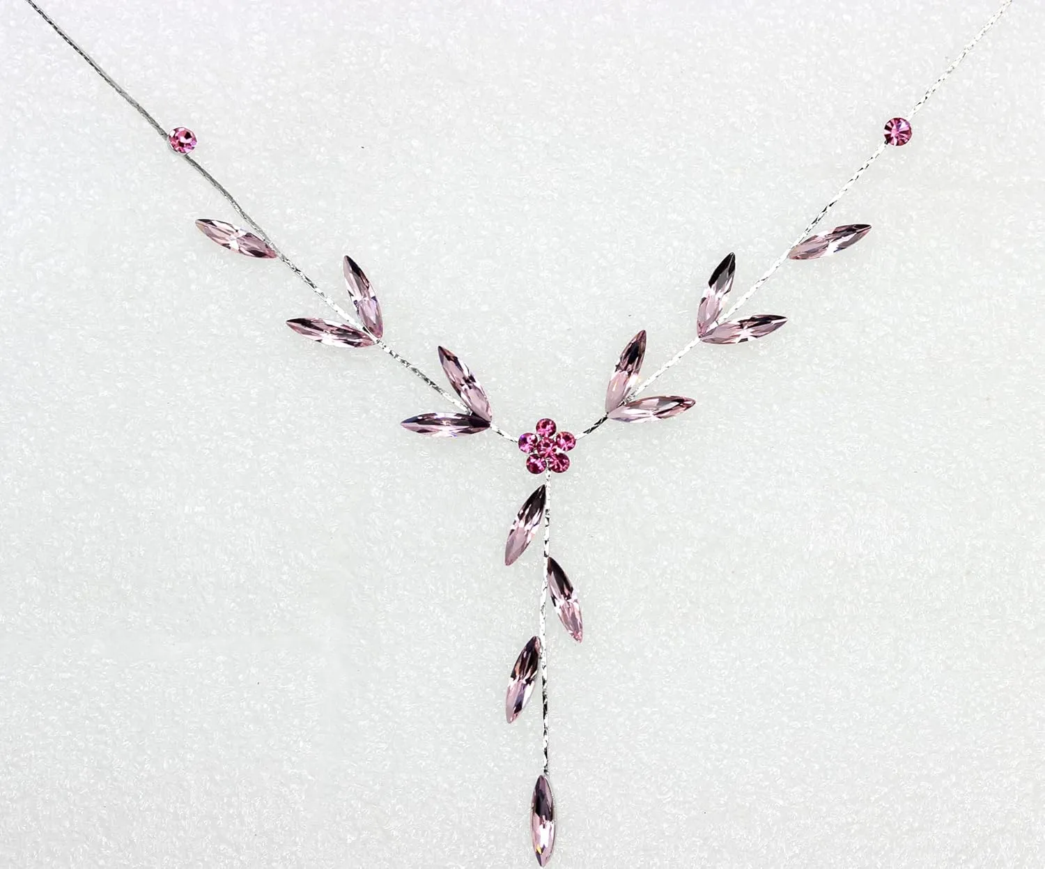 Faship Gorgeous Rhinestone Crystal Floral Necklace Earrings Set