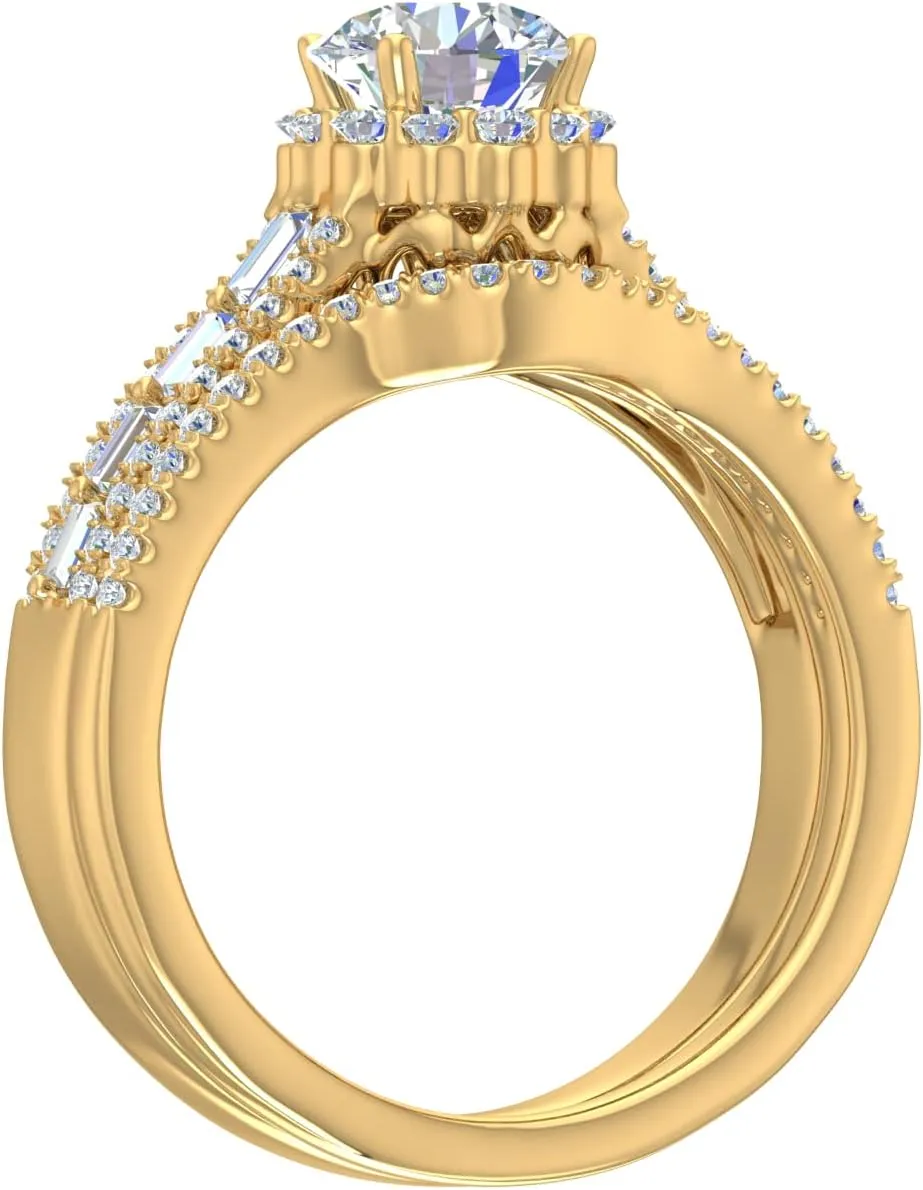 FINEROCK 1 Carat Diamond Bridal Ring Band Set in 14K Gold