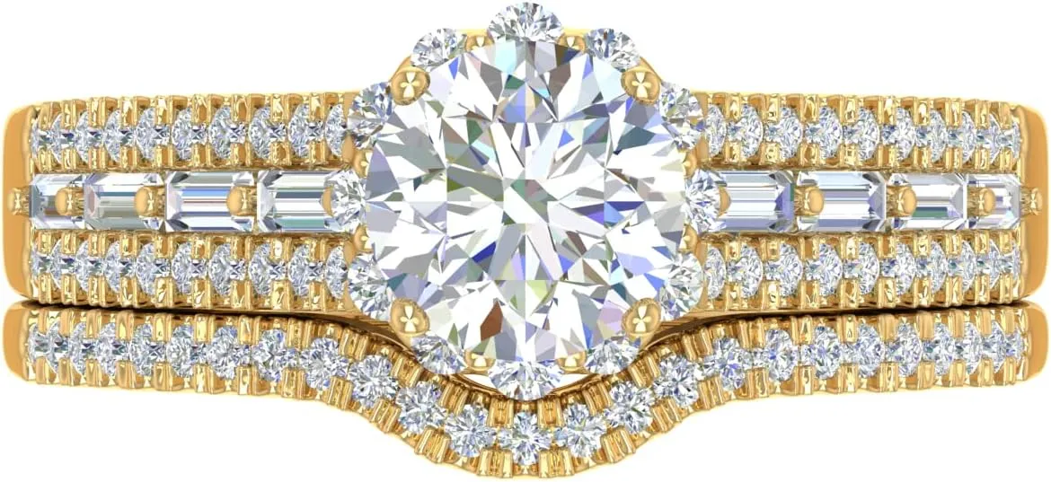 FINEROCK 1 Carat Diamond Bridal Ring Band Set in 14K Gold