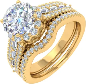 FINEROCK 1 Carat Diamond Bridal Ring Band Set in 14K Gold