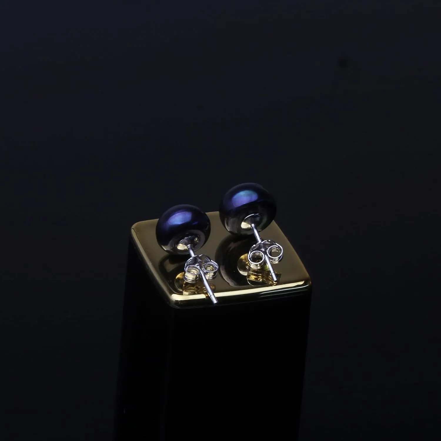 Freshwater Grey Black Pearl Earrings for Women,925 Sterling Silver Pearl Stud Earrings Hypoallergenic for Sensitive Ear
