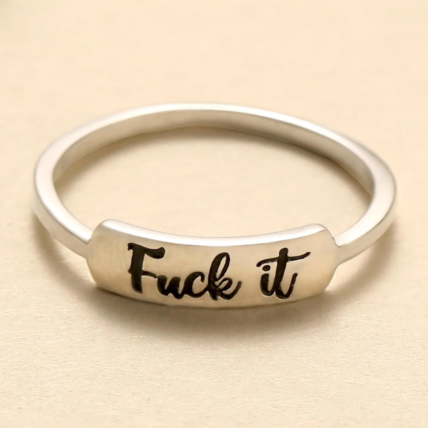 Fuck it Ring, Fuck Ring for Women Men 925 Sterling Silver Stackable Mantra Ring Funny Curse Word Inspirational Ring Creative Ring The Best of Sisters BFF Birthday Christmas Jewelry Gift