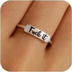 Fuck it Ring, Fuck Ring for Women Men 925 Sterling Silver Stackable Mantra Ring Funny Curse Word Inspirational Ring Creative Ring The Best of Sisters BFF Birthday Christmas Jewelry Gift