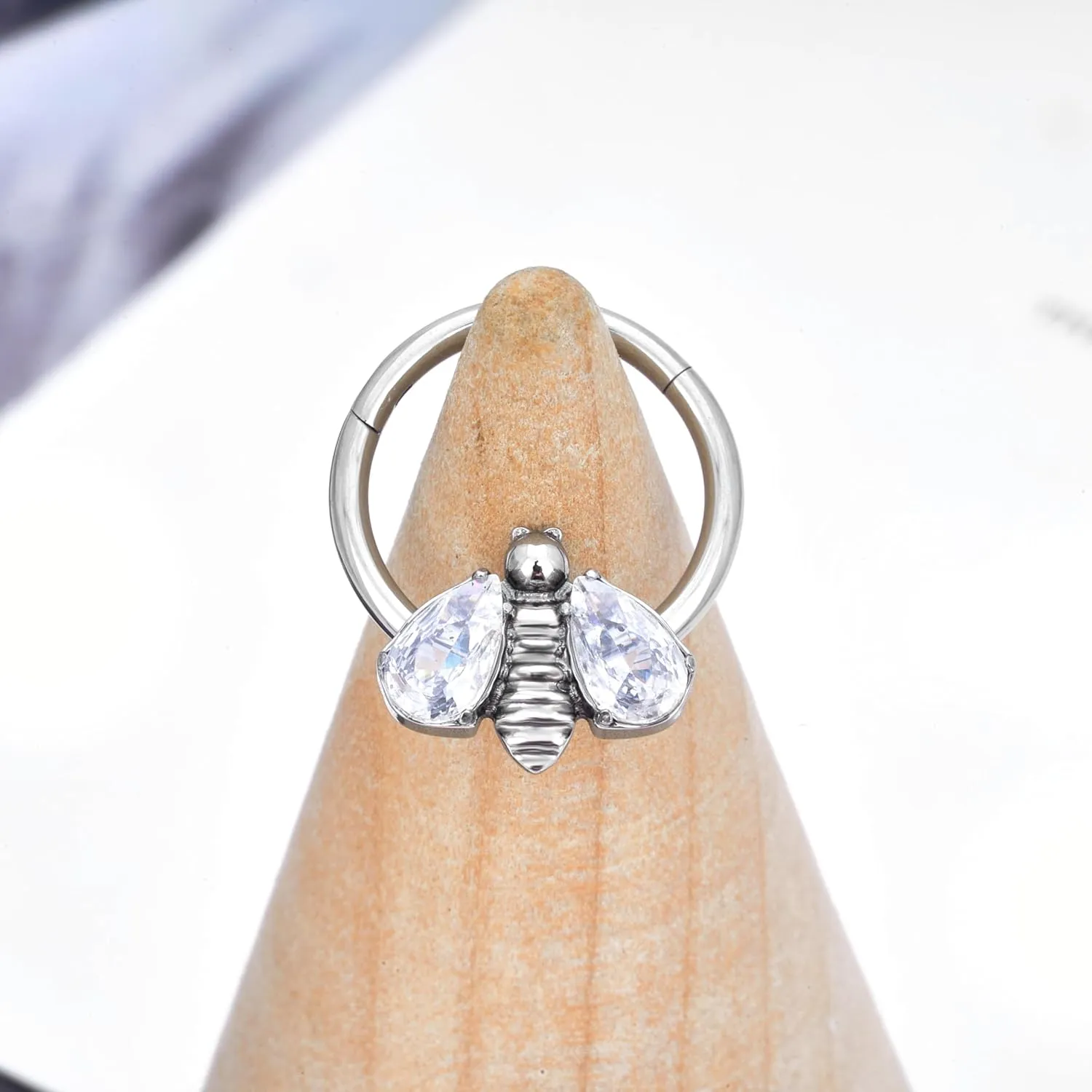 G23 Titanium Septum Rings Hypoallergenic Nose Rings Cubic Zirconia Cartilage Helix Earrings Hinged Segment Seamless Clicker Nose Rings Daith Piercing Jewelry