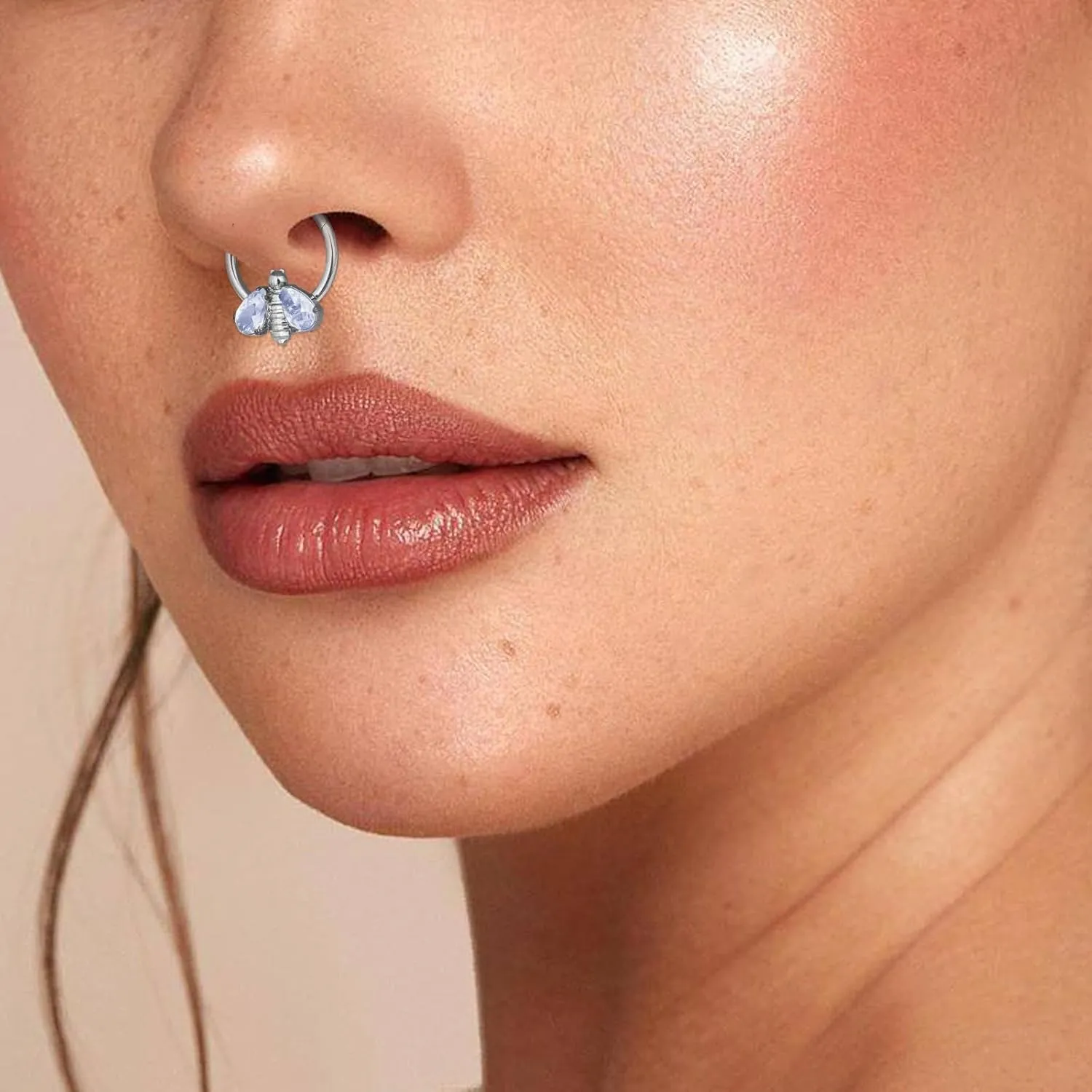 G23 Titanium Septum Rings Hypoallergenic Nose Rings Cubic Zirconia Cartilage Helix Earrings Hinged Segment Seamless Clicker Nose Rings Daith Piercing Jewelry