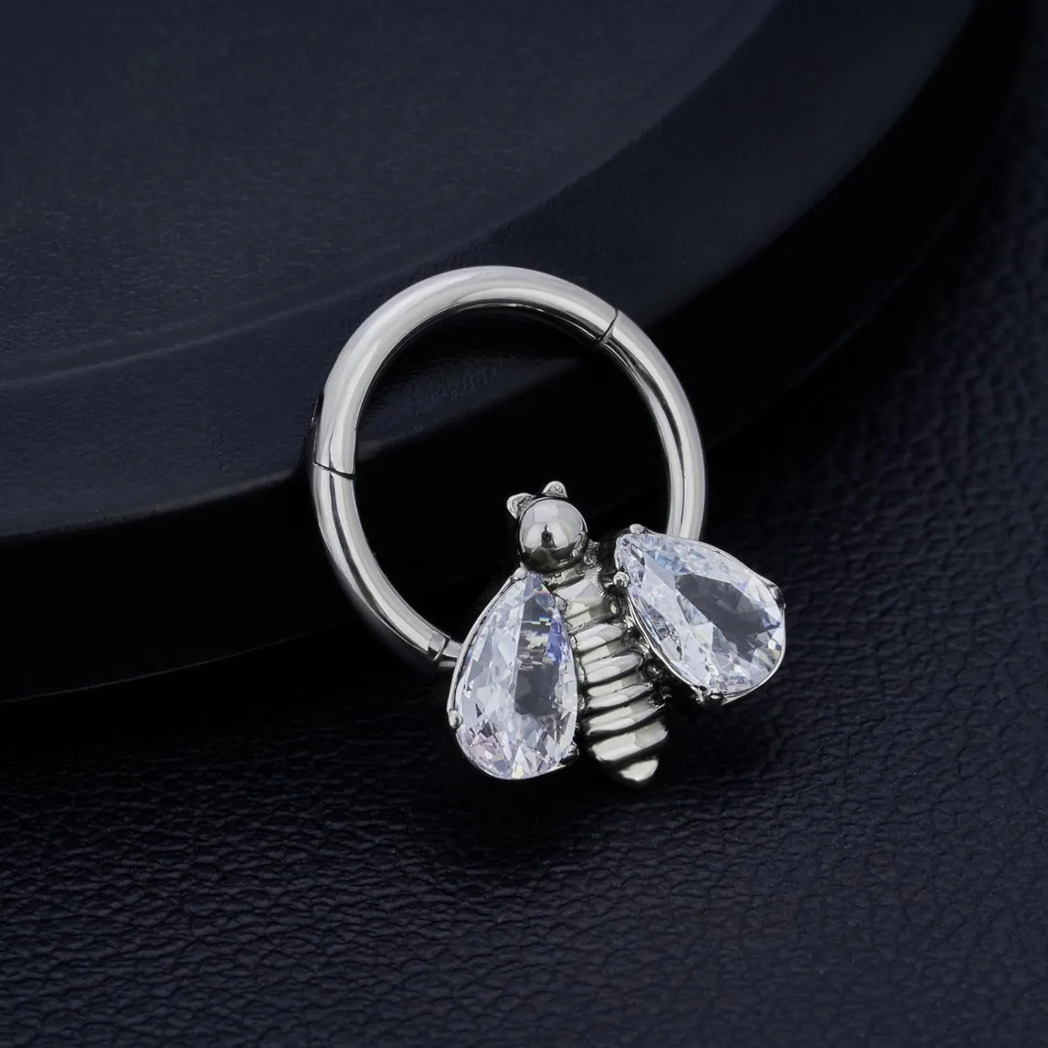 G23 Titanium Septum Rings Hypoallergenic Nose Rings Cubic Zirconia Cartilage Helix Earrings Hinged Segment Seamless Clicker Nose Rings Daith Piercing Jewelry