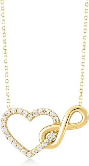 Gelin 14k Solid Gold Intertwined Heart Necklace for Women