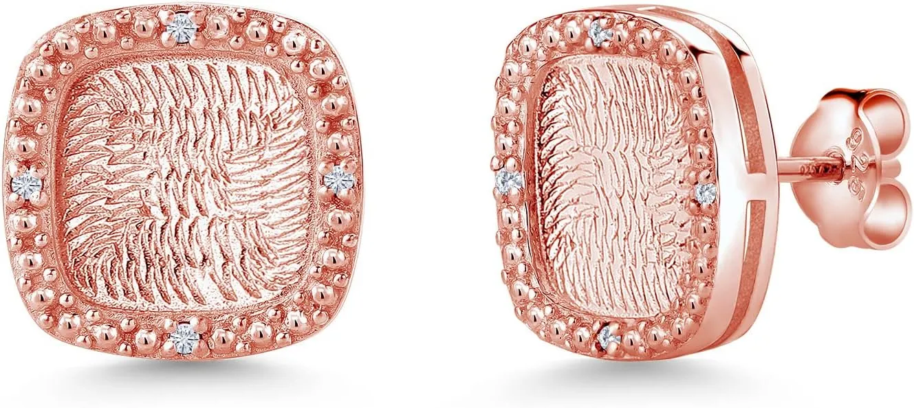 Gem Stone King 18K Rose Gold Plated Silver Stud Earrings Round Moissanite (0.04 Cttw)