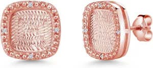 Gem Stone King 18K Rose Gold Plated Silver Stud Earrings Round Moissanite (0.04 Cttw)