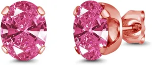 Gem Stone King 2.42 Ct Pink 18K Rose Gold Plated Silver Stud Earrings For Women Men Set with Zirconia